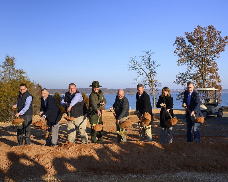 Groundbreaking ceremony with Gov. Bill Lee, third from left, at The Lodge at Paris Landing State Park.