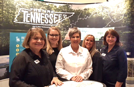 Photo caption: L to R: Ramay Winchester, TDTD; Chelsea Ketron, Discover Bristol; Beth Pippin, Tour Hardin Co.; Kayla Doney, Franklin County Chamber of Commerce; and Margo Fosnes, Robertson County Chamber of Commerce at Ideal Living Expo. 