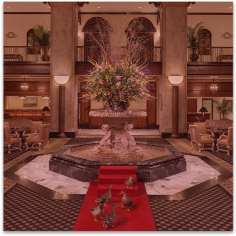 The lobby of the Peabody Hotel in Memphis