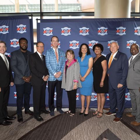 2019 Tennessee Sports Hall of Fame inductees and TDTD Commissioner Mark Ezell(far left) along with Titans owner Amy Adams Strunk(middle). 