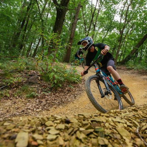 On the mountain bike trails at Tannery Knobs in Johnson City, TN