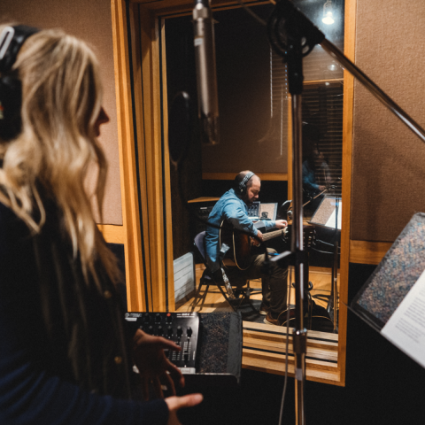 Drew and Ellie Holcomb in Sound Kitchen Studios in Franklin, Tennessee